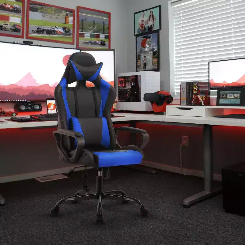 FDW Gaming Chiar Comfortable and Stylish Massage Office Chair with Adjustable Lumbar Support 360-Degree Swivel and Smooth-Rolling Casters