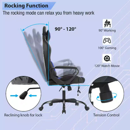 FDW Gaming Chiar Comfortable and Stylish Massage Office Chair with Adjustable Lumbar Support 360-Degree Swivel and Smooth-Rolling Casters