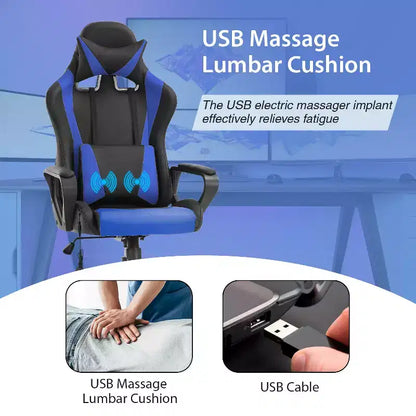 FDW Gaming Chiar Comfortable and Stylish Massage Office Chair with Adjustable Lumbar Support 360-Degree Swivel and Smooth-Rolling Casters