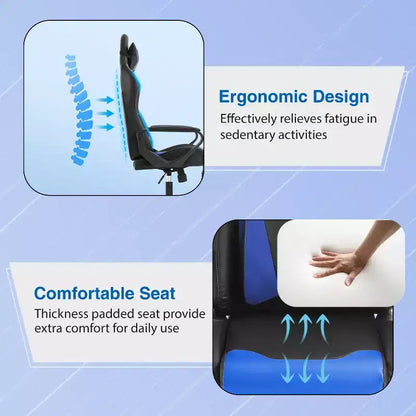 FDW Gaming Chiar Comfortable and Stylish Massage Office Chair with Adjustable Lumbar Support 360-Degree Swivel and Smooth-Rolling Casters