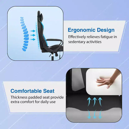 FDW Gaming Chiar Comfortable and Stylish Massage Office Chair with Adjustable Lumbar Support 360-Degree Swivel and Smooth-Rolling Casters
