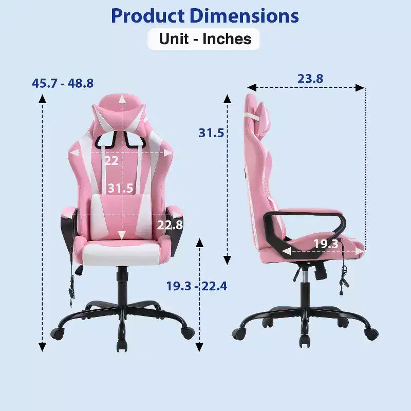 FDW Gaming Chiar Comfortable and Stylish Massage Office Chair with Adjustable Lumbar Support 360-Degree Swivel and Smooth-Rolling Casters