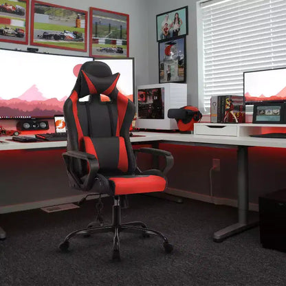 FDW Gaming Chiar Comfortable and Stylish Massage Office Chair with Adjustable Lumbar Support 360-Degree Swivel and Smooth-Rolling Casters