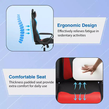 FDW Gaming Chiar Comfortable and Stylish Massage Office Chair with Adjustable Lumbar Support 360-Degree Swivel and Smooth-Rolling Casters