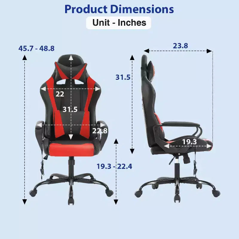 FDW Gaming Chiar Comfortable and Stylish Massage Office Chair with Adjustable Lumbar Support 360-Degree Swivel and Smooth-Rolling Casters