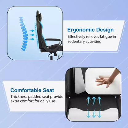FDW Gaming Chiar Comfortable and Stylish Massage Office Chair with Adjustable Lumbar Support 360-Degree Swivel and Smooth-Rolling Casters