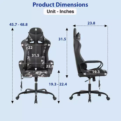 FDW Gaming Chiar Comfortable and Stylish Massage Office Chair with Adjustable Lumbar Support 360-Degree Swivel and Smooth-Rolling Casters