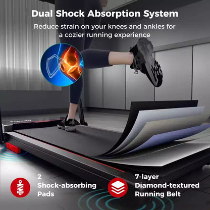 Costway 3 in 1 Folding Treadmill with Remote Control LED Display and APP for Home Red/Blue