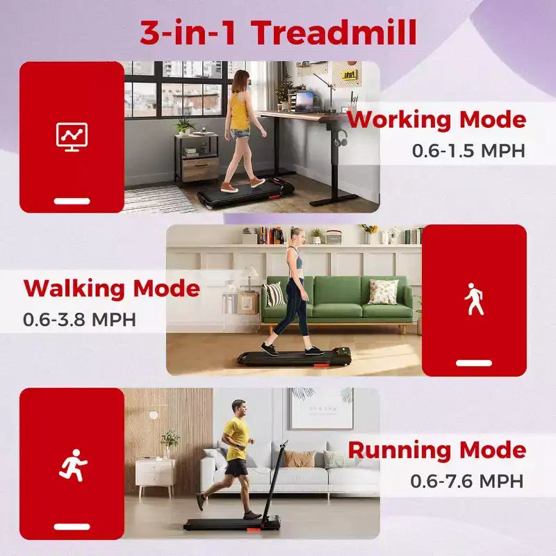 Costway 3 in 1 Folding Treadmill with Remote Control LED Display and APP for Home Red/Blue