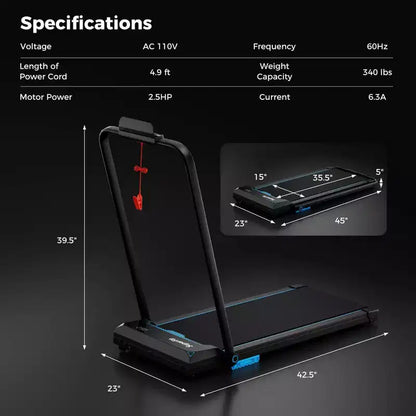 Costway 3 in 1 Folding Treadmill with Remote Control LED Display and APP for Home Red/Blue