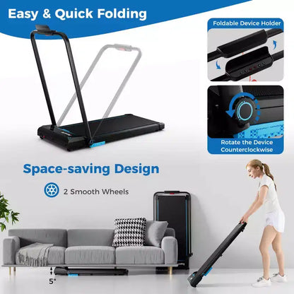 Costway 3 in 1 Folding Treadmill with Remote Control LED Display and APP for Home Red/Blue