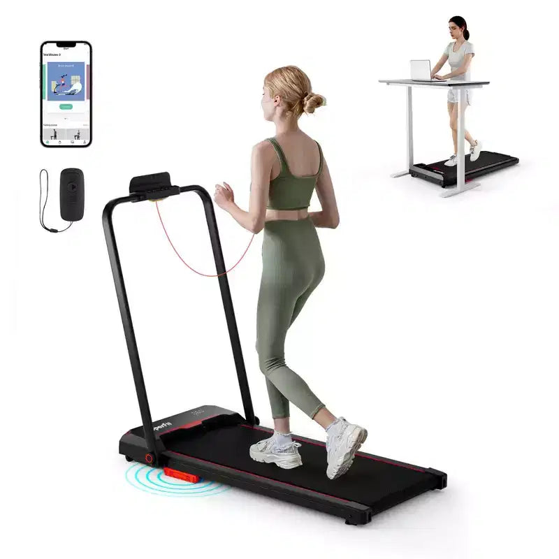 Costway 3 in 1 Folding Treadmill with Remote Control LED Display and APP for Home Red/Blue