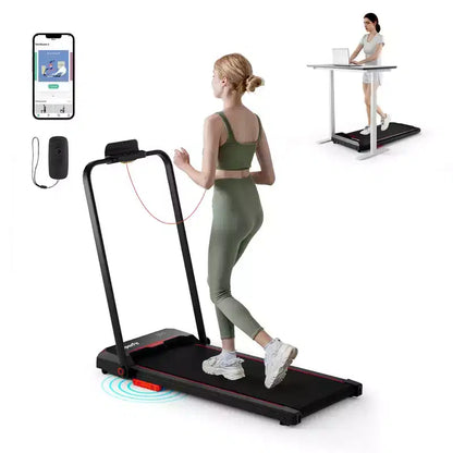 Costway 3 in 1 Folding Treadmill with Remote Control LED Display and APP for Home Red/Blue