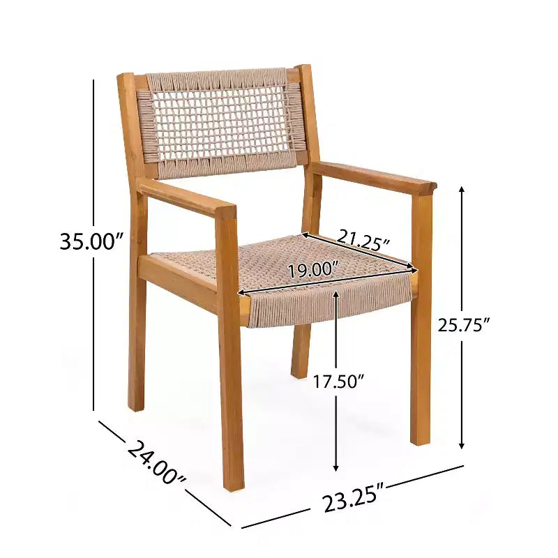 Ensemble de salle à manger Christopher Knight Home Lysandra 5 pièces en bois d'acacia et chaises tressées en corde