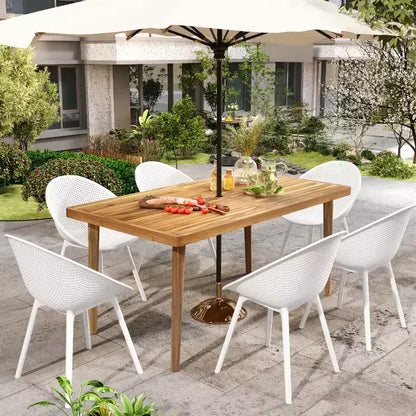 Christopher Knight Home Maya 7 Pieces Outdoor Acacia and Polypropelene Plastic Dining Set
