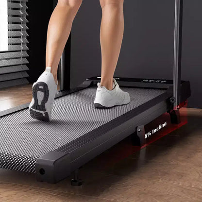 DeerRun A6 Plus 2026 New Slim 2-in-1 Folding Treadmill with 5% Incline, Bluetooth & Remote Control, 300lbs