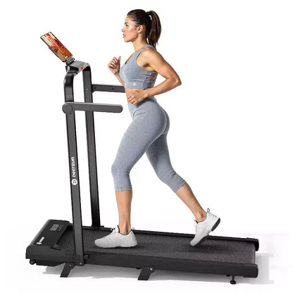 DeerRun A6 Plus 2026 New Slim 2-in-1 Folding Treadmill with 5% Incline, Bluetooth & Remote Control, 300lbs
