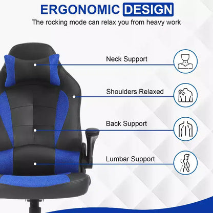 Chaise de bureau BestMassage Chaise de jeu Chaise de bureau d'ordinateur avec support lombaire et appui-tête réglable et chaise de joueur en cuir PU pour adultes