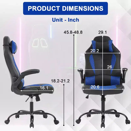 Chaise de bureau BestMassage Chaise de jeu Chaise de bureau d'ordinateur avec support lombaire et appui-tête réglable et chaise de joueur en cuir PU pour adultes