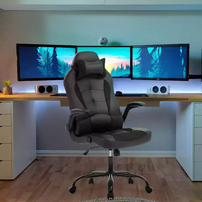 Chaise de bureau BestMassage Chaise de jeu Chaise de bureau d'ordinateur avec support lombaire et appui-tête réglable et chaise de joueur en cuir PU pour adultes