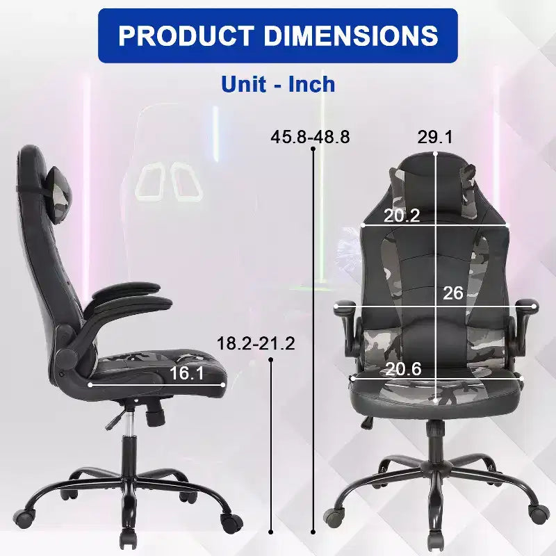Chaise de bureau BestMassage Chaise de jeu Chaise de bureau d'ordinateur avec support lombaire et appui-tête réglable et chaise de joueur en cuir PU pour adultes