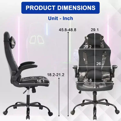 Chaise de bureau BestMassage Chaise de jeu Chaise de bureau d'ordinateur avec support lombaire et appui-tête réglable et chaise de joueur en cuir PU pour adultes
