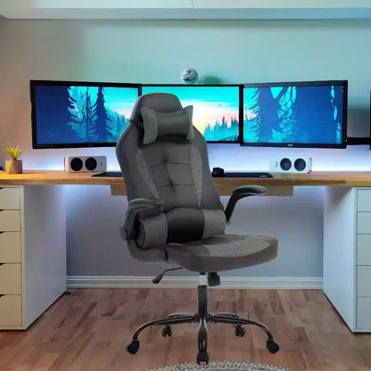 Chaise de bureau BestMassage Chaise de jeu Chaise de bureau d'ordinateur avec support lombaire et appui-tête réglable et chaise de joueur en cuir PU pour adultes