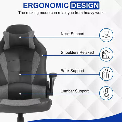 Chaise de bureau BestMassage Chaise de jeu Chaise de bureau d'ordinateur avec support lombaire et appui-tête réglable et chaise de joueur en cuir PU pour adultes