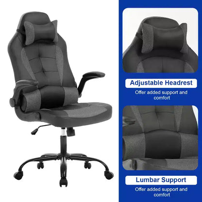 Chaise de bureau BestMassage Chaise de jeu Chaise de bureau d'ordinateur avec support lombaire et appui-tête réglable et chaise de joueur en cuir PU pour adultes