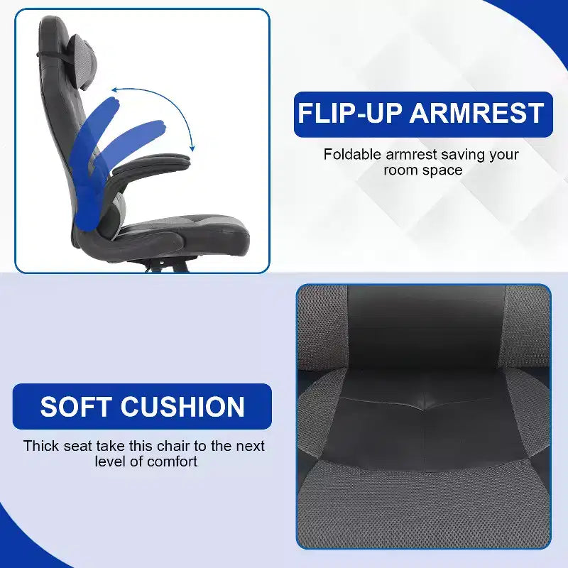 Chaise de bureau BestMassage Chaise de jeu Chaise de bureau d'ordinateur avec support lombaire et appui-tête réglable et chaise de joueur en cuir PU pour adultes