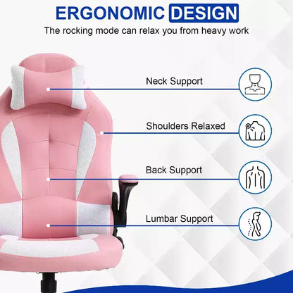 Chaise de bureau BestMassage Chaise de jeu Chaise de bureau d'ordinateur avec support lombaire et appui-tête réglable et chaise de joueur en cuir PU pour adultes