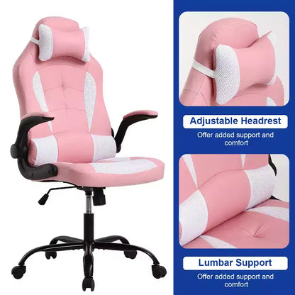 Chaise de bureau BestMassage Chaise de jeu Chaise de bureau d'ordinateur avec support lombaire et appui-tête réglable et chaise de joueur en cuir PU pour adultes