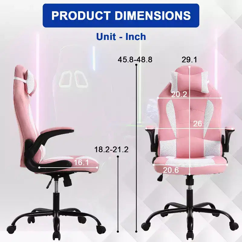 Chaise de bureau BestMassage Chaise de jeu Chaise de bureau d'ordinateur avec support lombaire et appui-tête réglable et chaise de joueur en cuir PU pour adultes