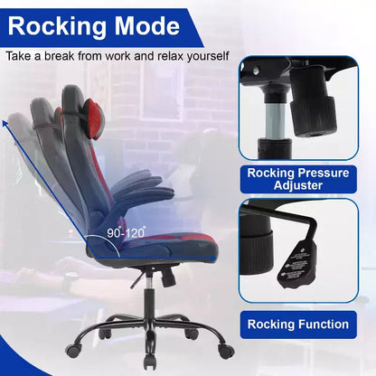 Chaise de bureau BestMassage Chaise de jeu Chaise de bureau d'ordinateur avec support lombaire et appui-tête réglable et chaise de joueur en cuir PU pour adultes