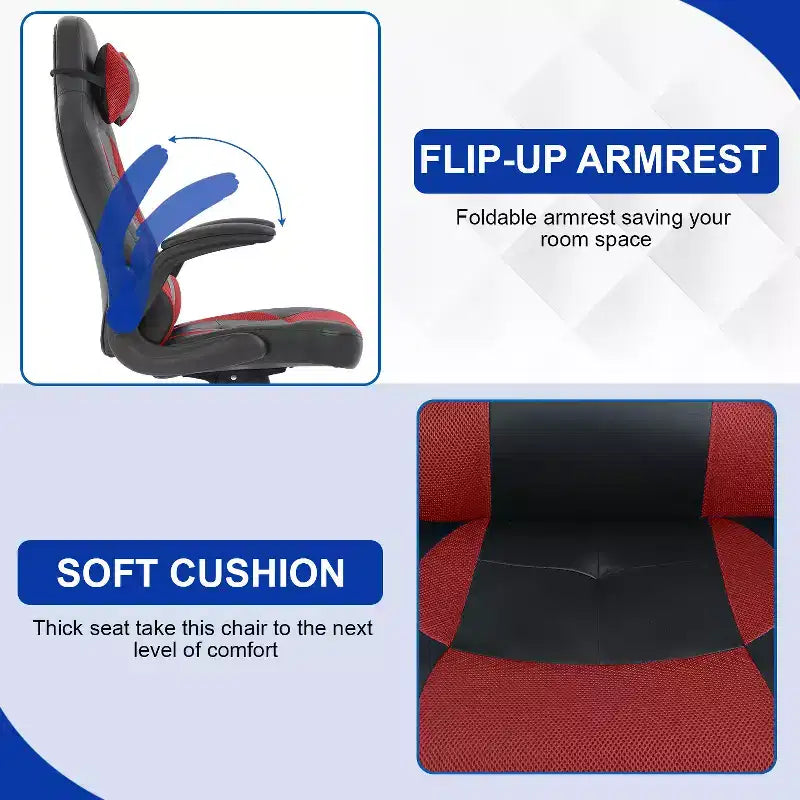 Chaise de bureau BestMassage Chaise de jeu Chaise de bureau d'ordinateur avec support lombaire et appui-tête réglable et chaise de joueur en cuir PU pour adultes