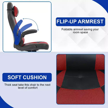 Chaise de bureau BestMassage Chaise de jeu Chaise de bureau d'ordinateur avec support lombaire et appui-tête réglable et chaise de joueur en cuir PU pour adultes