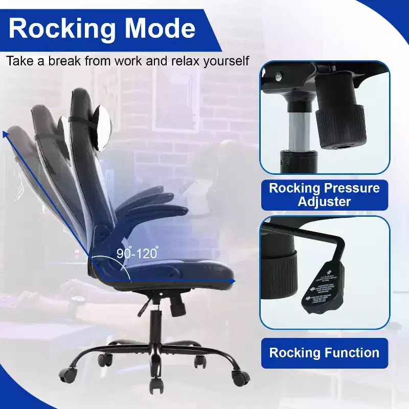 Chaise de bureau BestMassage Chaise de jeu Chaise de bureau d'ordinateur avec support lombaire et appui-tête réglable et chaise de joueur en cuir PU pour adultes