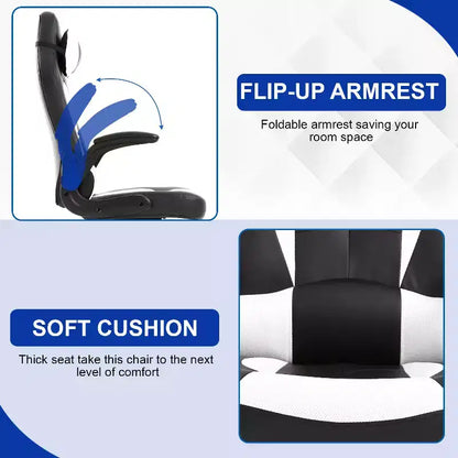 Chaise de bureau BestMassage Chaise de jeu Chaise de bureau d'ordinateur avec support lombaire et appui-tête réglable et chaise de joueur en cuir PU pour adultes