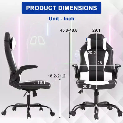Chaise de bureau BestMassage Chaise de jeu Chaise de bureau d'ordinateur avec support lombaire et appui-tête réglable et chaise de joueur en cuir PU pour adultes