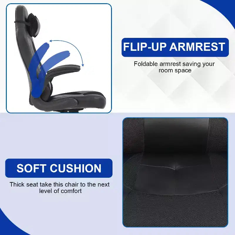 Chaise de bureau BestMassage Chaise de jeu Chaise de bureau d'ordinateur avec support lombaire et appui-tête réglable et chaise de joueur en cuir PU pour adultes