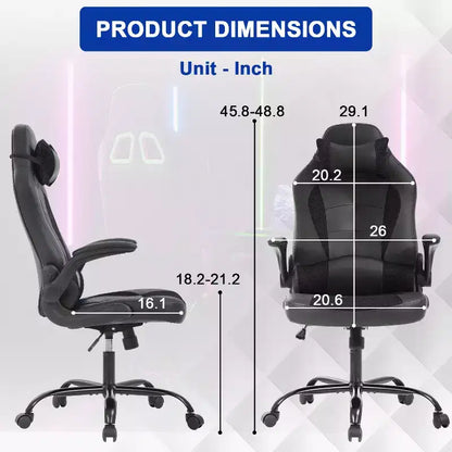 Chaise de bureau BestMassage Chaise de jeu Chaise de bureau d'ordinateur avec support lombaire et appui-tête réglable et chaise de joueur en cuir PU pour adultes