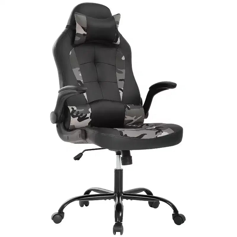 Chaise de bureau BestMassage Chaise de jeu Chaise de bureau d'ordinateur avec support lombaire et appui-tête réglable et chaise de joueur en cuir PU pour adultes