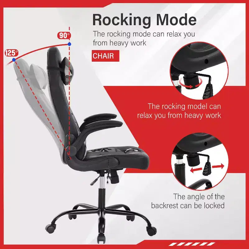 FDW Gaming Chair Office Chair with Lumbar Support PU Leather Video Game Chairs for Adults