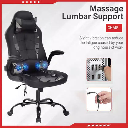 FDW Gaming Chair Office Chair with Lumbar Support PU Leather Video Game Chairs for Adults