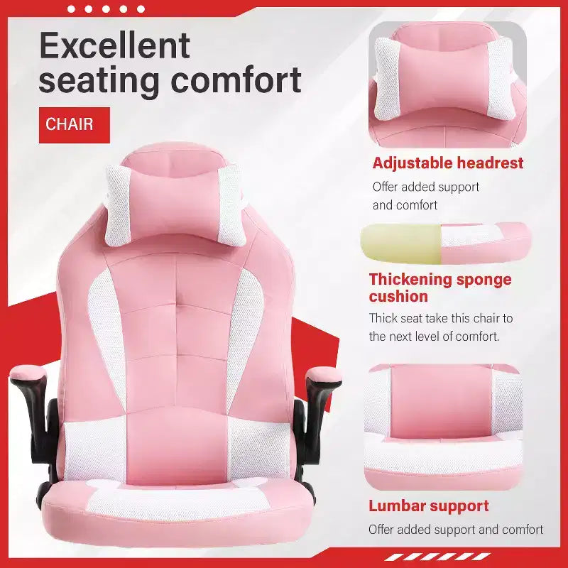 FDW Gaming Chair Office Chair with Lumbar Support PU Leather Video Game Chairs for Adults