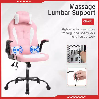FDW Gaming Chair Office Chair with Lumbar Support PU Leather Video Game Chairs for Adults