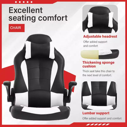 FDW Gaming Chair Office Chair with Lumbar Support PU Leather Video Game Chairs for Adults