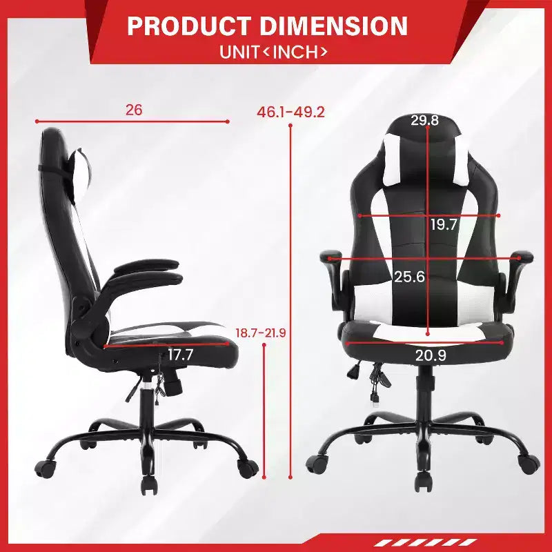 FDW Gaming Chair Office Chair with Lumbar Support PU Leather Video Game Chairs for Adults