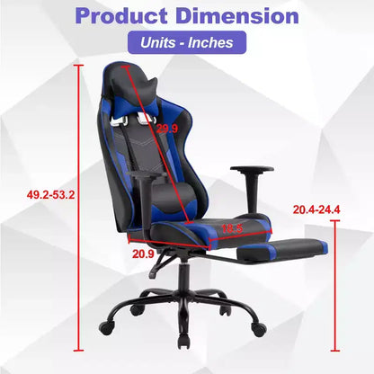 Chaise de jeu BestMassage, chaise de gamer avec support lombaire et repose-pieds, conception pivotante roulante, chaise de bureau pour la maison et le jeu