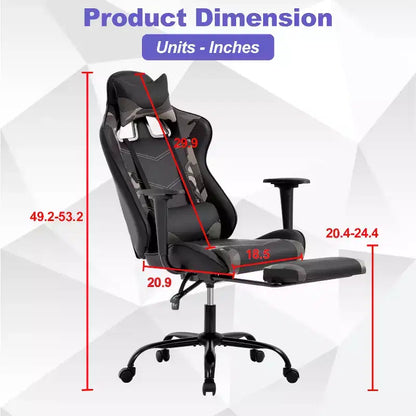 Chaise de jeu BestMassage, chaise de gamer avec support lombaire et repose-pieds, conception pivotante roulante, chaise de bureau pour la maison et le jeu